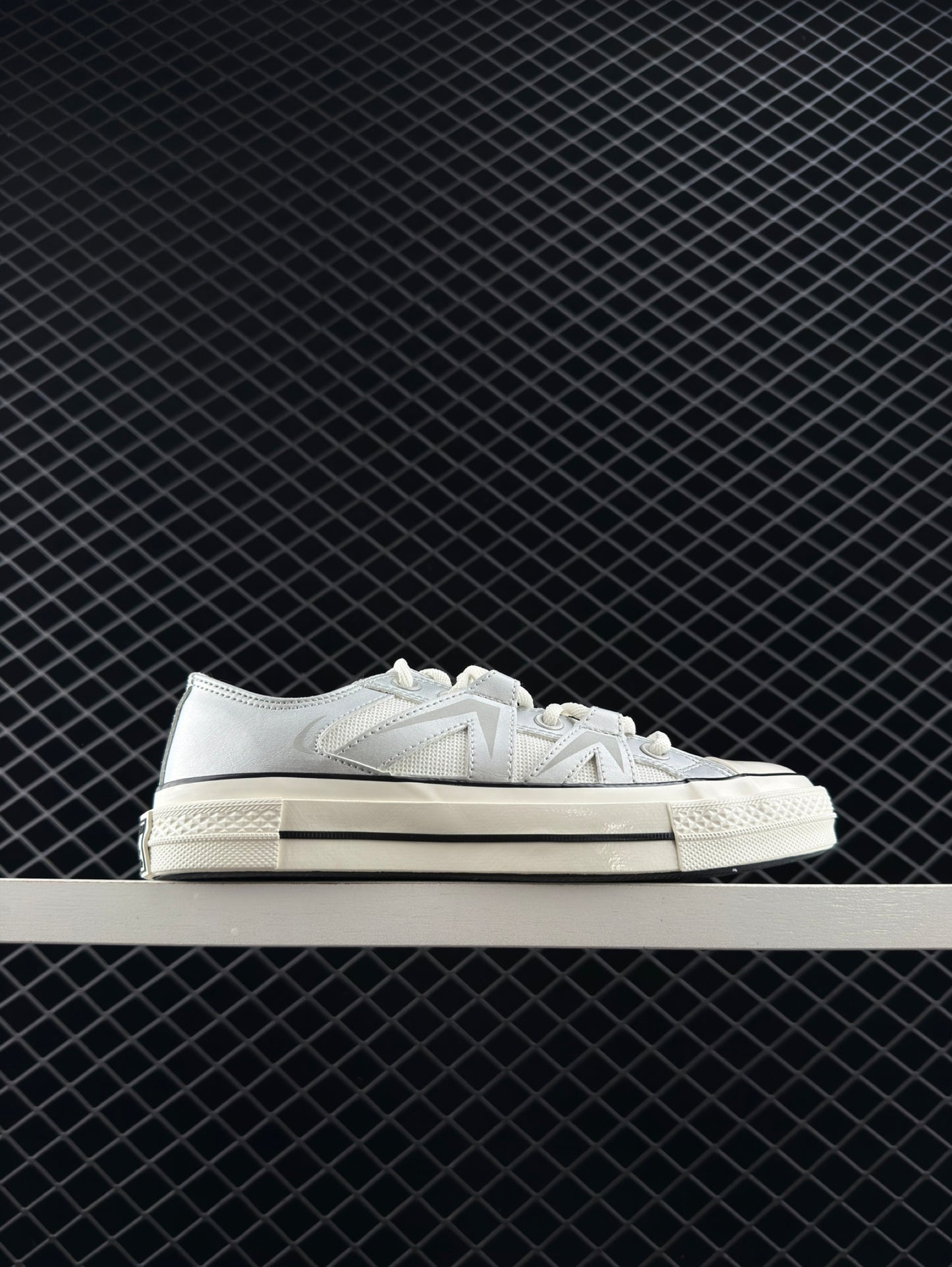 Converse Silver White Trendy Low Top Casual Skate Shoes