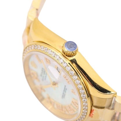 Rolex President 31 Midsize Yellow Gold Mother of Pearl Diamond Watch 178288 Box Card