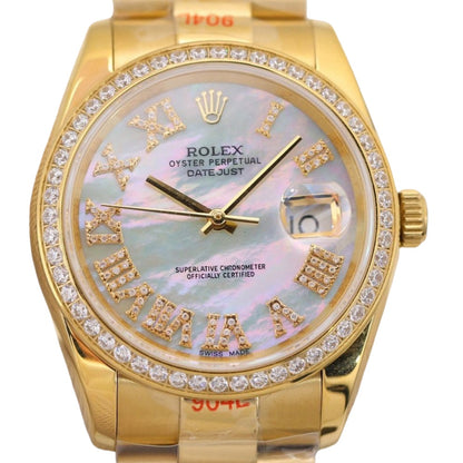 Rolex President 31 Midsize Yellow Gold Mother of Pearl Diamond Watch 178288 Box Card