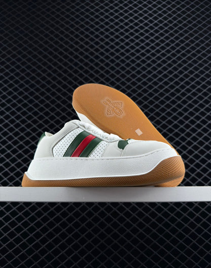 Gucci Leather Low-top Round Toe Lace-up Fashion Sneakers
