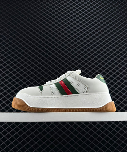 Gucci Leather Low-top Round Toe Lace-up Fashion Sneakers