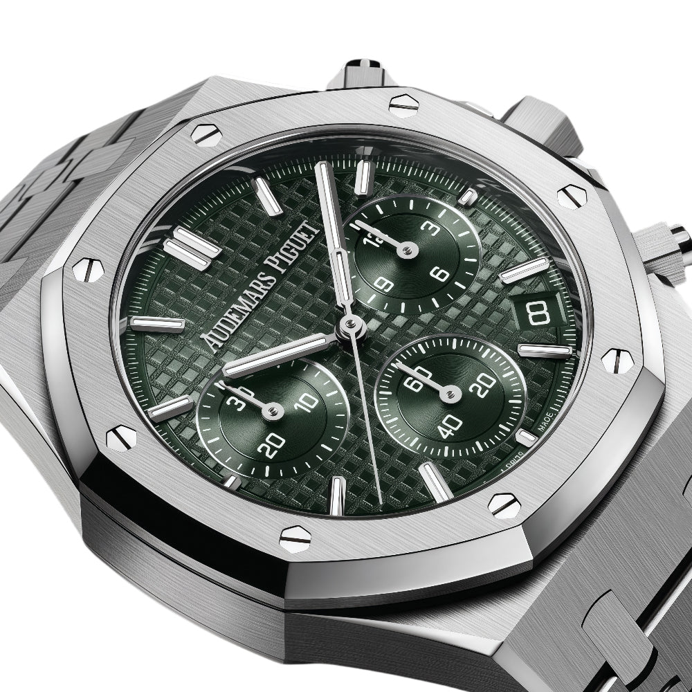 Audemars Piguet Royal Oak Automatic Winding Chronograph "50th Anniversary" Steel Bracelet with Green Dial (Reference Number 26240ST. O. 1320ST. 04)