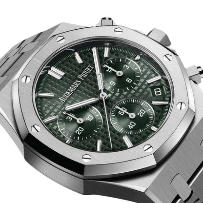 Audemars Piguet Royal Oak Automatic Winding Chronograph "50th Anniversary" Steel Bracelet with Green Dial (Reference Number 26240ST. O. 1320ST. 04)