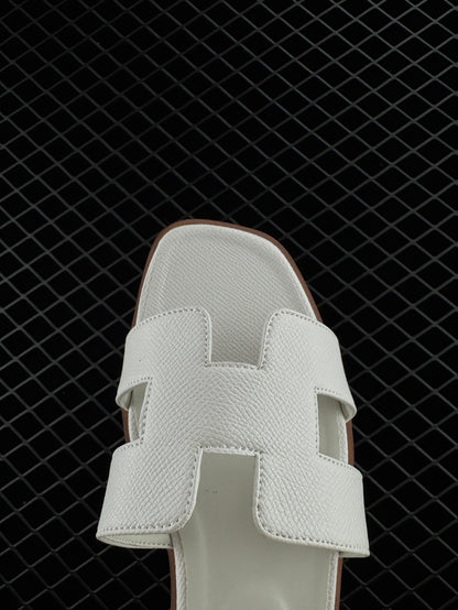 Hermes White Vacation Home Essentials Flat Slippers with Large Soles