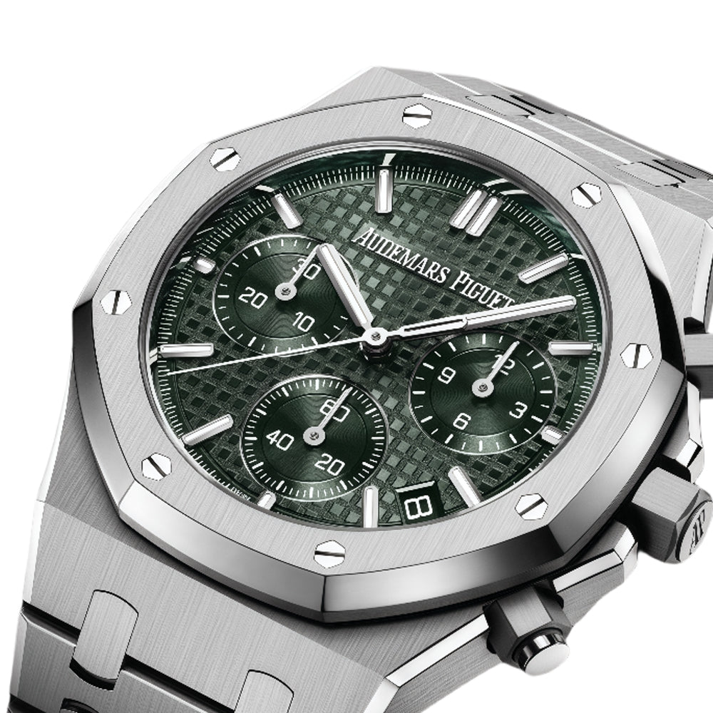 Audemars Piguet Royal Oak Automatic Winding Chronograph "50th Anniversary" Steel Bracelet with Green Dial (Reference Number 26240ST. O. 1320ST. 04)
