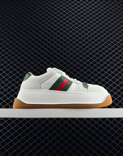 Gucci Leather Low-top Round Toe Lace-up Fashion Sneakers