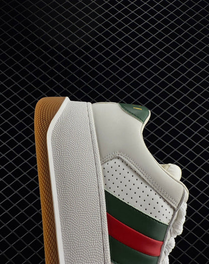 Gucci Leather Low-top Round Toe Lace-up Fashion Sneakers