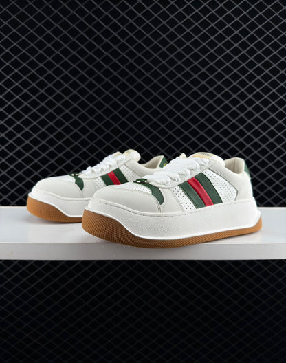 Gucci Leather Low-top Round Toe Lace-up Fashion Sneakers
