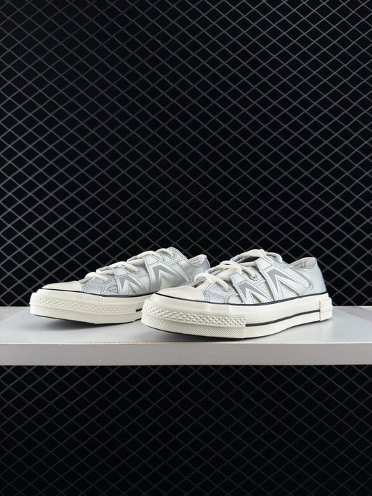 Converse Silver White Trendy Low Top Casual Skate Shoes