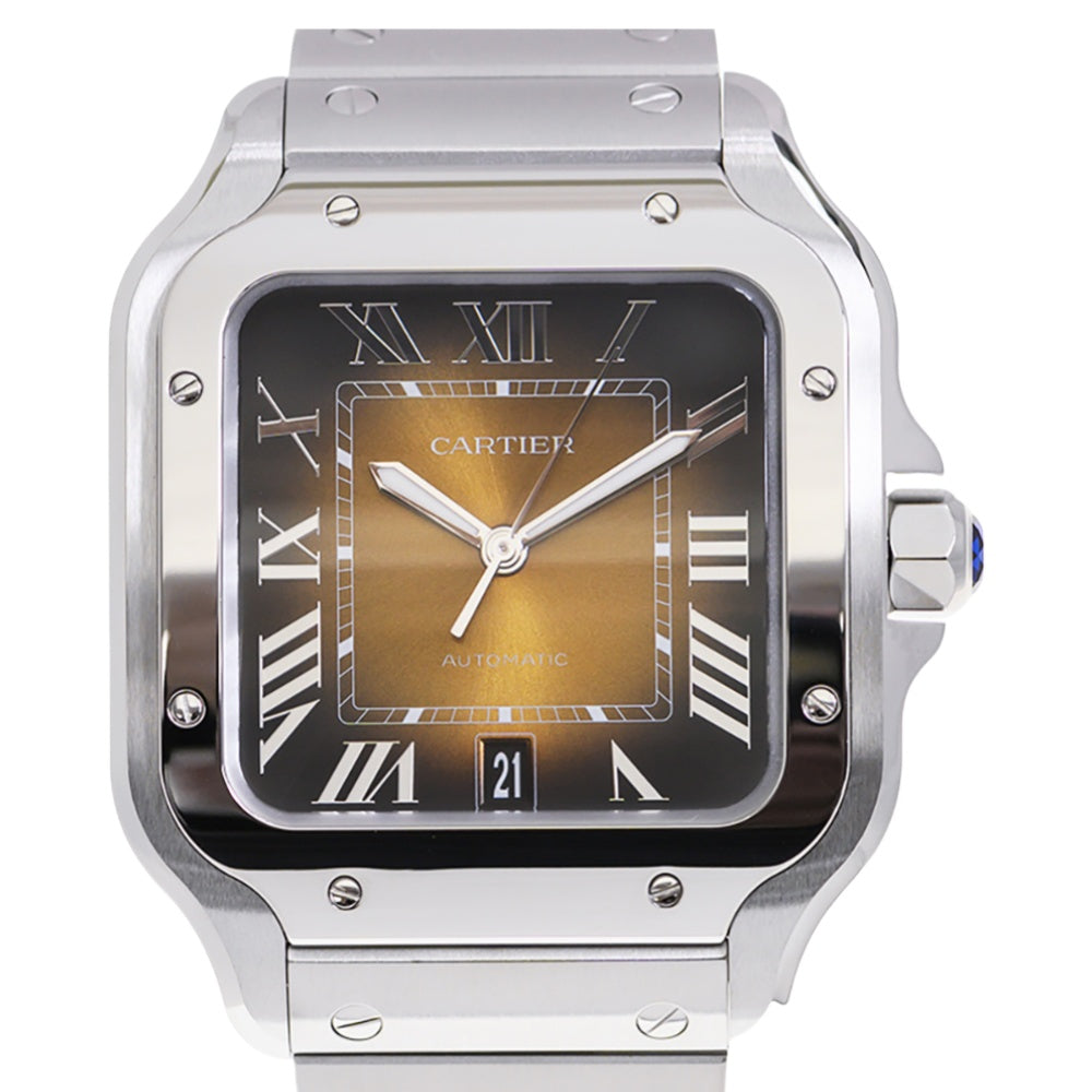 Cartier Santos Brown Sunburst Dial Watch WSSA0064