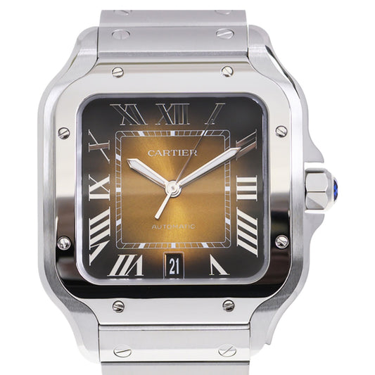 Cartier Santos Brown Sunburst Dial Watch WSSA0064