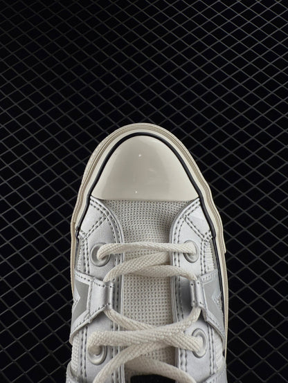 Converse Silver White Trendy Low Top Casual Skate Shoes