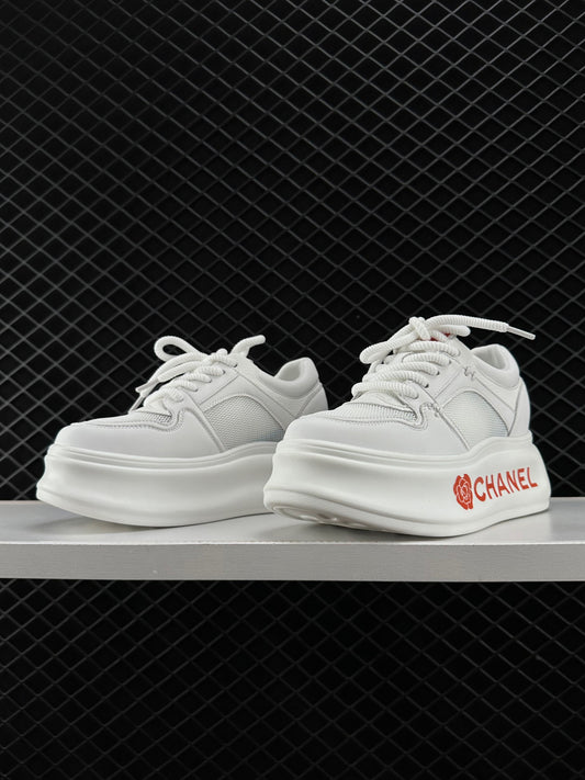 Chanel CC Calfskin Logo Trainers Sneaker Low Top Versatile Casual Skate Shoes
