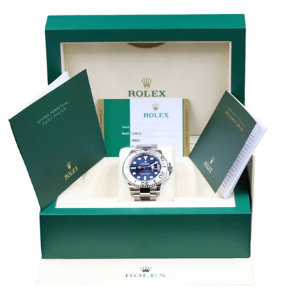 Rolex 116622 Yacht Master 40mm Steel White Gold Blue Dial Watch